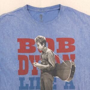 Authentic Bob Dylan Band Short Sleeve Graphic T Shirt Adult Mens Size L Blue